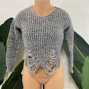 Truluv distressed knit pullover sweater